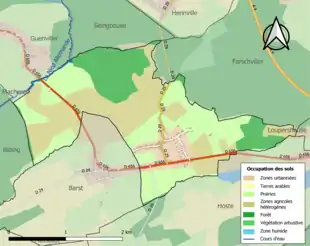 Carte en couleurs présentant l'occupation des sols.