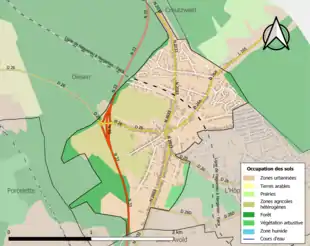 Carte en couleurs présentant l'occupation des sols.