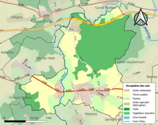 Carte en couleurs présentant l'occupation des sols.