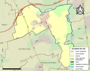 Carte en couleurs présentant l'occupation des sols.