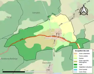 Carte en couleurs présentant l'occupation des sols.