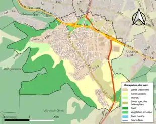 Carte en couleurs présentant l'occupation des sols.