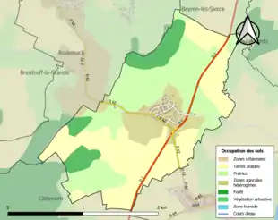 Carte en couleurs présentant l'occupation des sols.