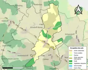 Carte en couleurs présentant l'occupation des sols.