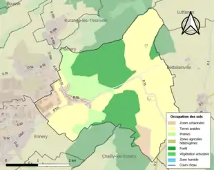 Carte en couleurs présentant l'occupation des sols.