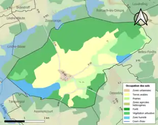 Carte en couleurs présentant l'occupation des sols.