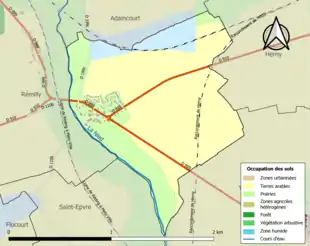 Carte en couleurs présentant l'occupation des sols.