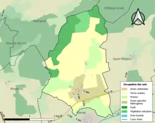 Carte en couleurs présentant l'occupation des sols.