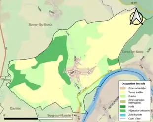 Carte en couleurs présentant l'occupation des sols.