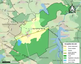 Carte en couleurs présentant l'occupation des sols.