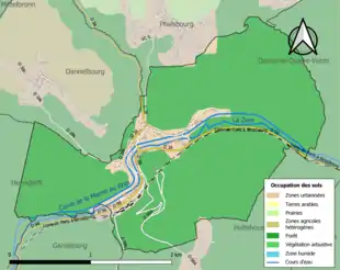 Carte en couleurs présentant l'occupation des sols.