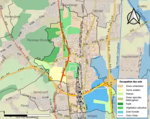 Carte en couleurs présentant l'occupation des sols.