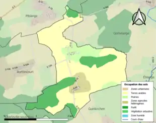 Carte en couleurs présentant l'occupation des sols.