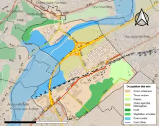 Carte en couleurs présentant l'occupation des sols.