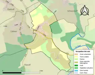 Carte en couleurs présentant l'occupation des sols.