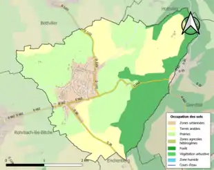 Carte en couleurs présentant l'occupation des sols.