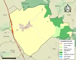 Carte en couleurs présentant l'occupation des sols.