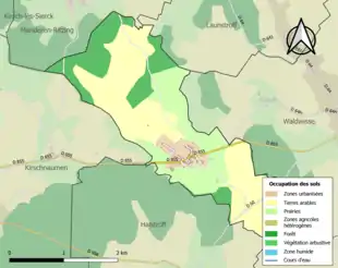 Carte en couleurs présentant l'occupation des sols.