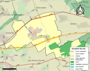 Carte en couleurs présentant l'occupation des sols.