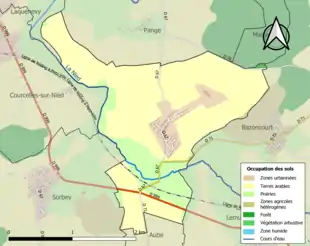 Carte en couleurs présentant l'occupation des sols.