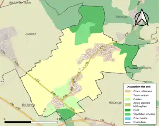 Carte en couleurs présentant l'occupation des sols.