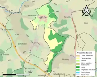 Carte en couleurs présentant l'occupation des sols.