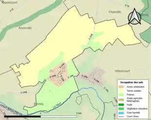 Carte en couleurs présentant l'occupation des sols.