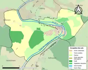 Carte en couleurs présentant l'occupation des sols.