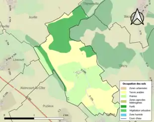 Carte en couleurs présentant l'occupation des sols.