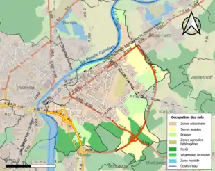 Carte en couleurs présentant l'occupation des sols.