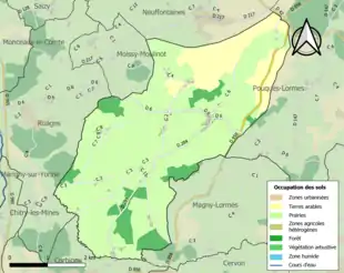 Carte en couleurs présentant l'occupation des sols.