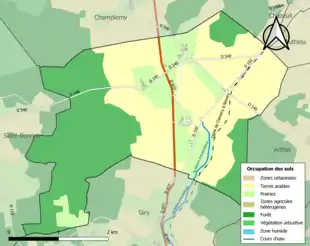 Carte en couleurs présentant l'occupation des sols.