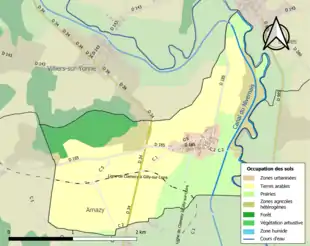 Carte en couleurs présentant l'occupation des sols.