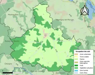 Carte en couleurs présentant l'occupation des sols.