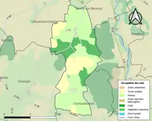 Carte en couleurs présentant l'occupation des sols.