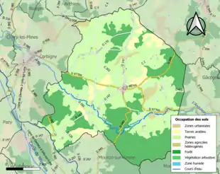 Carte en couleurs présentant l'occupation des sols.