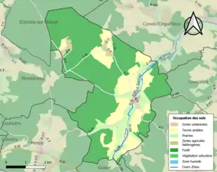 Carte en couleurs présentant l'occupation des sols.