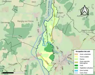 Carte en couleurs présentant l'occupation des sols.