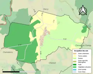 Carte en couleurs présentant l'occupation des sols.