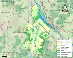 Carte en couleurs présentant l'occupation des sols.