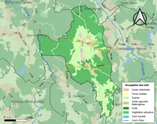 Carte en couleurs présentant l'occupation des sols.