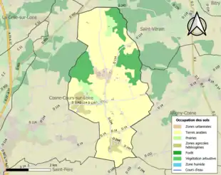 Carte en couleurs présentant l'occupation des sols.