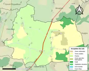 Carte en couleurs présentant l'occupation des sols.