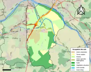 Carte en couleurs présentant l'occupation des sols.