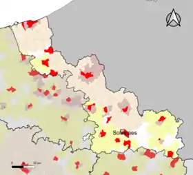 Localisation de l'aire d'attraction de Solesmes dans le département du Nord.