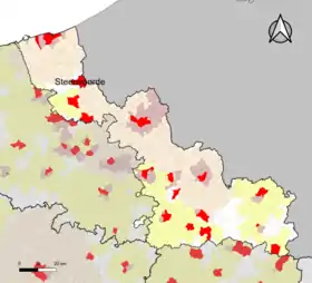 Localisation de l'aire d'attraction de Steenvoorde dans le département du Nord.