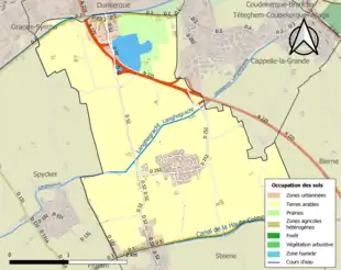 Carte en couleurs présentant l'occupation des sols.