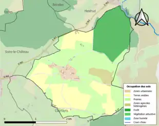 Carte en couleurs présentant l'occupation des sols.