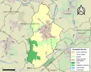 Carte en couleurs présentant l'occupation des sols.