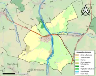 Carte en couleurs présentant l'occupation des sols.